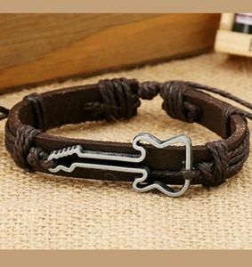 Guitar Brown Leather Bracelet - Unisex